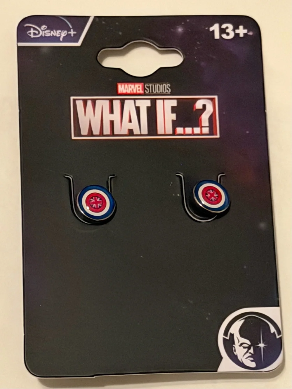 Marvel What If? Captain Carter Shield Stud Earrings